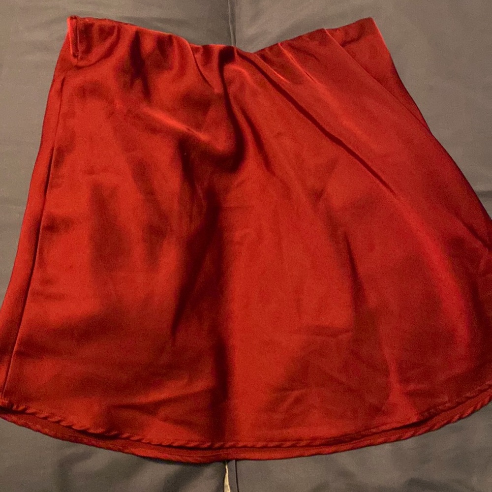 silk red skirt